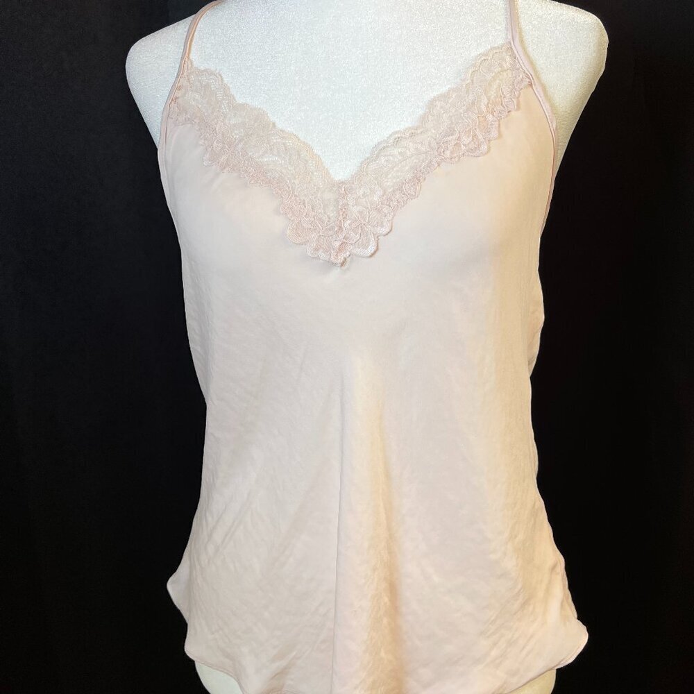 In Bloom by Jonquil Blush Lace Trim Sheer Camisole Sleepwear Cami Womens Small